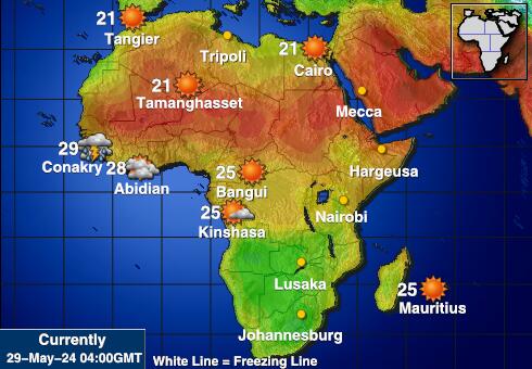 Mauritius Mapa počasí teplota 