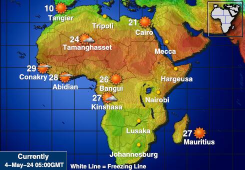 Mauricijus Vremenska prognoza, Temperatura, karta 