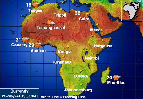 Mauritius Weer temperatuur kaart 