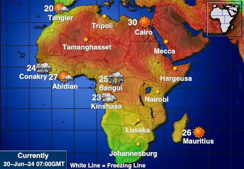 Mauritius Harta temperaturii vremii 