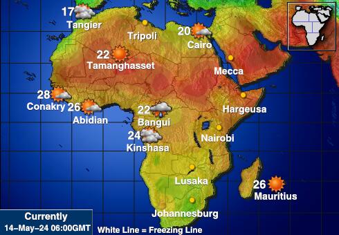 Mauritius Været temperatur kart 