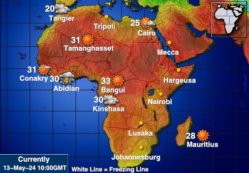 Mauritius Vejret temperatur kort 