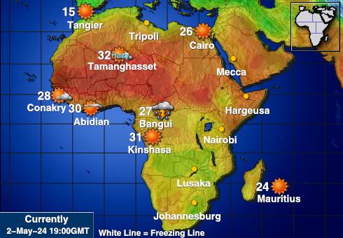 Mauritius Mapa počasí teplota 