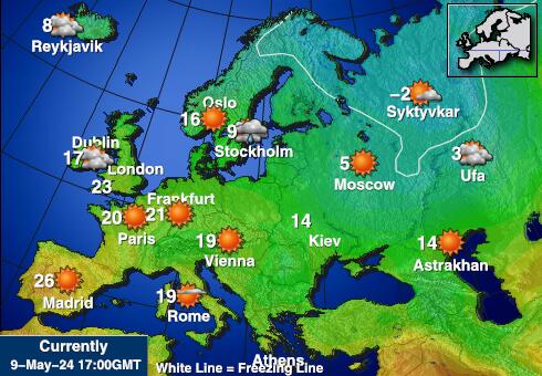 Mediteran Vremenska prognoza, Temperatura, karta 