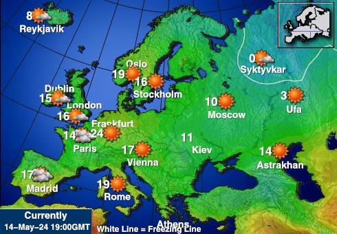 Mittelmeer- Wetter Temperaturkarte 