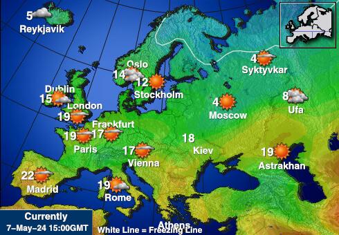 Mittelmeer- Wetter Temperaturkarte 