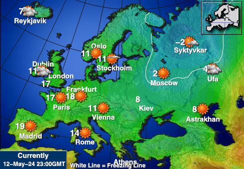 Medelhavs- Vädertemperaturkarta 