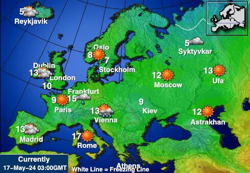 śródziemnomorski Temperatura Mapa pogody 