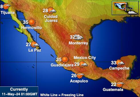 Mexiko Mapa teplôt počasia 