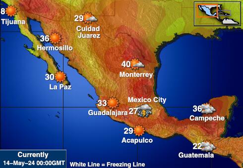 میکسیکو موسم درجہ حرارت کا نقشہ 