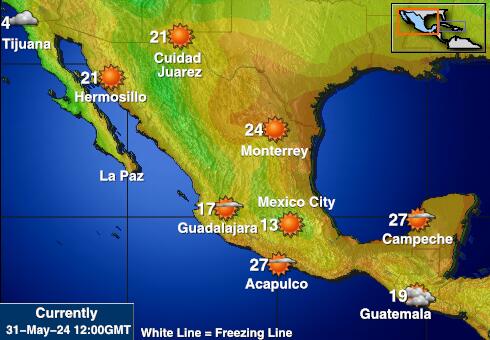 Mexiko Mapa počasí teplota 