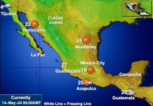 Mexico Weer temperatuur kaart 