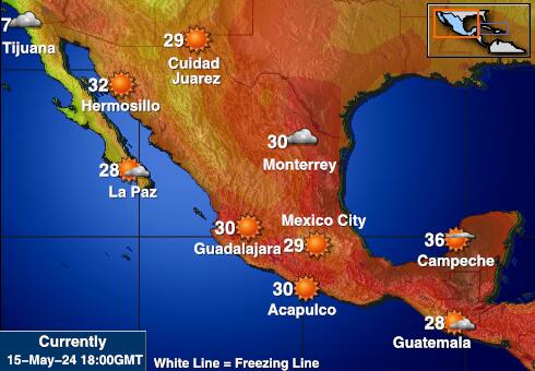 เม็กซิโก แผนที่อุณหภูมิสภาพอากาศ 
