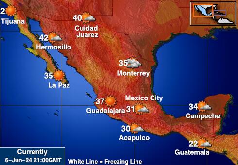 Mexiko Mapa teplôt počasia 