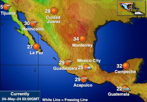 Mexico Peta suhu cuaca 