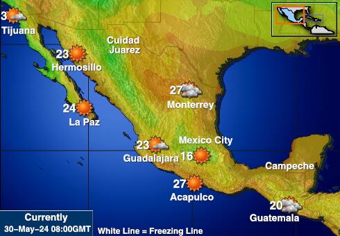 Mexico Peta suhu cuaca 