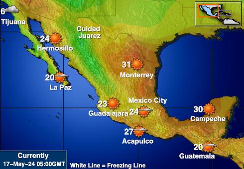 Mexic Harta temperaturii vremii 
