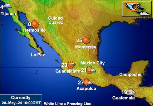 Mexic Harta temperaturii vremii 