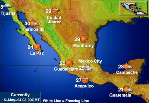 מקסיקו מפת טמפרטורת מזג האוויר 