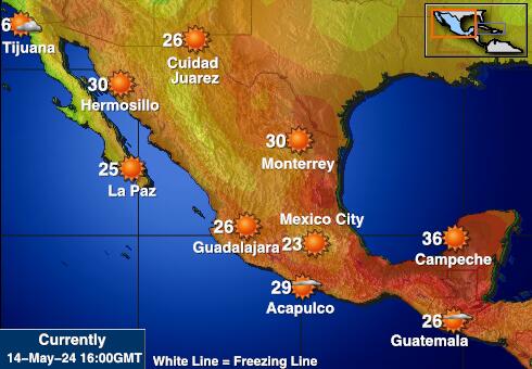 Mexique Carte des températures de Météo 