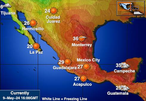 Mexico Mapa temperatura Tempo 