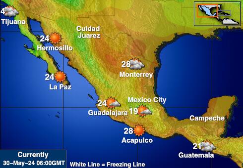 Mexico Bản đồ nhiệt độ thời tiết 