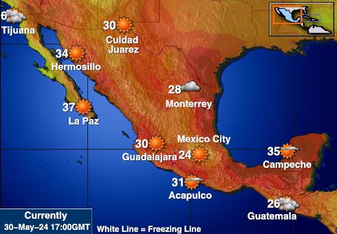 Meksiko Vremenska prognoza, Temperatura, karta 