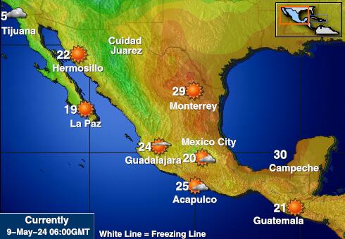 المكسيك خريطة درجة حرارة الطقس 