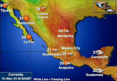 Mexiko Mapa počasí teplota 