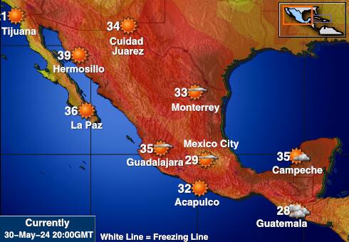Mexikó Időjárás hőmérséklet térképen 