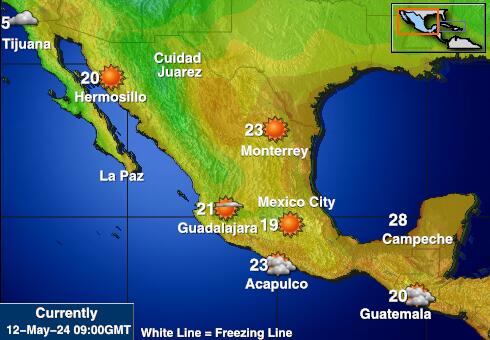 मेक्सिको मौसम का तापमान मानचित्र 