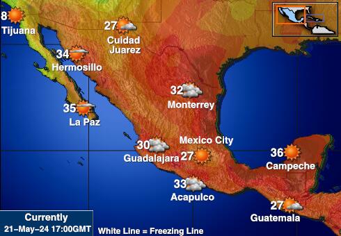 Mexico Weer temperatuur kaart 