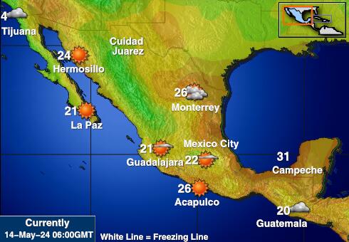 Meksiko Vremenska prognoza, Temperatura, karta 
