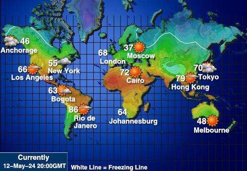 माइक्रोनेशिया मौसम का तापमान मानचित्र 