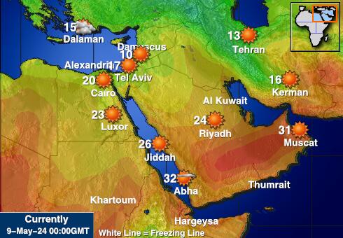 الشرق الأوسط خريطة درجة حرارة الطقس 