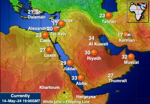 Bliski Wschód Temperatura Mapa pogody 