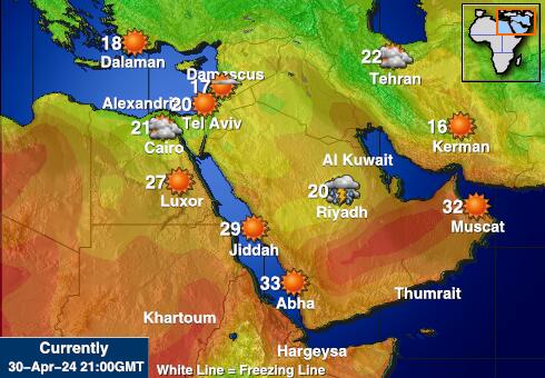 Lähi-itä Sää lämpötila kartta 
