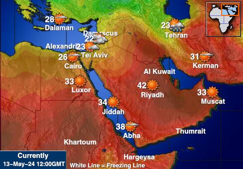 Midtøsten Været temperatur kart 