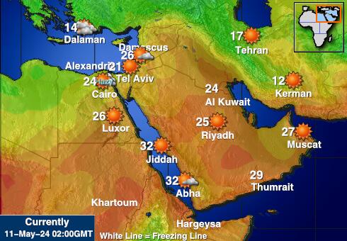 Lähi-itä Sää lämpötila kartta 