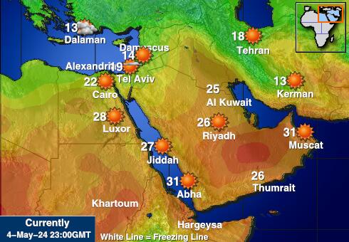 Bliski Istok Vremenska prognoza, Temperatura, karta 