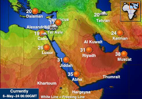 Bliski Istok Vremenska prognoza, Temperatura, karta 