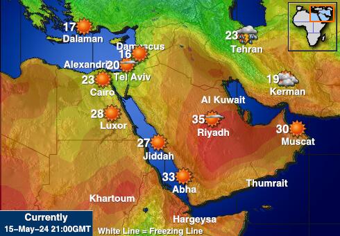 Oriente Médio Mapa temperatura Tempo 