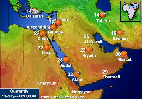 Oriente Médio Mapa temperatura Tempo 
