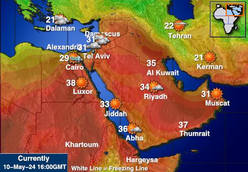 Mellanöstern Vädertemperaturkarta 