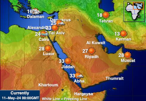 Mellanöstern Vädertemperaturkarta 