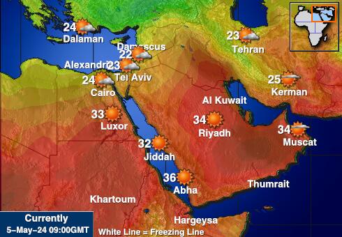 Middle East Weather Temperature Map 
