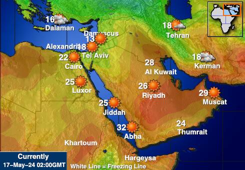 Блиски Исток Временска прогноза, Температура, Карта 