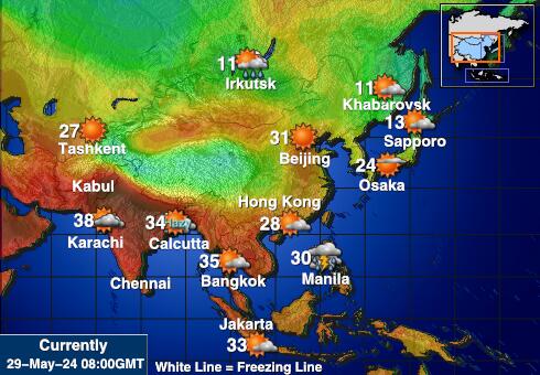 Midway Islands Vremenska prognoza, Temperatura, karta 