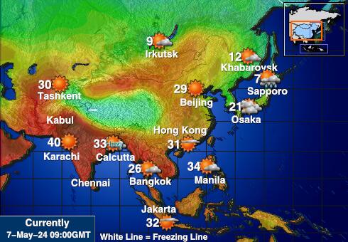 Острови Мидуей Температурна карта за времето 