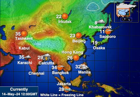 Midway Islands Vremenska prognoza, Temperatura, karta 